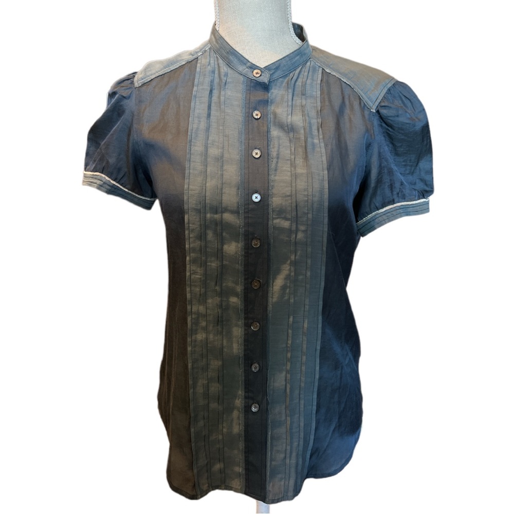 Zadig and Voltaire - Blue Pintucked Short Sleeve top - size M